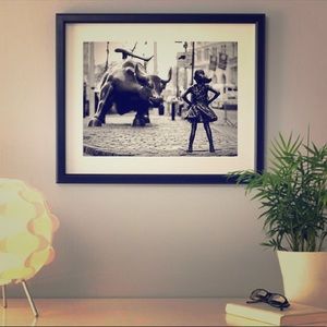 Fearless girl wall art decor framed 14x18 inch